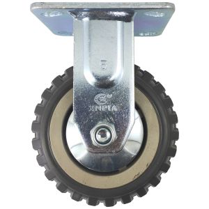 5inch plastic caster wheel industrial castor solid ribbed tread tyre with cover fixed non-swivel rough terrain