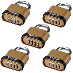 combination padlock key code password protected key brass stainless steel security outdoor heavy duty anti rust short shackle  5pcs
