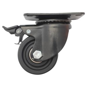 3inch low profile caster wheel industrial castor solid wide wheel swivel with brake/lock for furniture trolley bench
