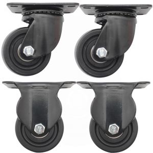 4pcs set 3inch low profile caster wheel industrial castor solid wide wheel 2 swivel&no-lock+ 2 fixed for furniture trolley bench