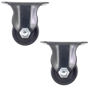 1.5inch low profile caster wheel industrial castor solid wide wheel fixed non-swivel for furniture trolley bench 50kg each 2pcs
