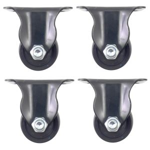 1.5inch low profile caster wheel industrial castor solid wide wheel fixed non-swivel for furniture trolley bench 50kg each 4pcs