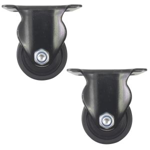 2pcs 2.5inch low profile caster wheel industrial castor solid wide wheel fixed non-swivel for furniture trolley bench 200kg ea