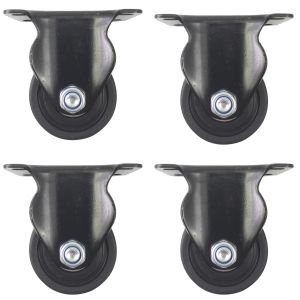 4pcs 2.5inch low profile caster wheel industrial castor solid wide wheel fixed non-swivel for furniture trolley bench 200kg ea