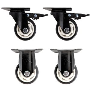 4pcs set 3inch solid hard plastic pu caster wheel light duty 2 swivel&brake & 2 fixed industrial castor 100kg overall height 105mm for trolley furniture equipment