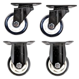 4pcs set 3inch solid hard plastic pu caster wheel light duty 2 fixed & 2 swivel without brake industrial castor 100kg overall height 105mm for trolley furniture equipment
