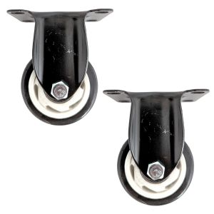2pcs 3inch small solid hard plastic pu caster wheel light duty fixed/non-swivel industrial castor 100kg height 105mm for trolley furniture equipment