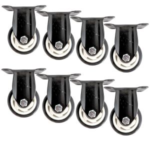 8pcs 3inch small solid hard plastic pu caster wheel light duty fixed/non-swivel industrial castor 100kg height 105mm for trolley furniture equipment