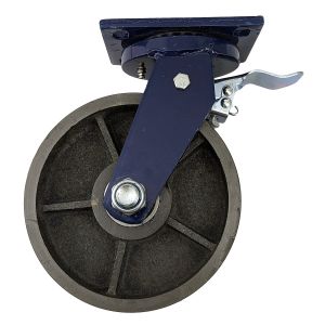 single 8inch super heavy duty caster wheel industrial castor all metal heat resistant swivel with brake/lock for flat ground and high temperature use 1500kg ea capacity 255mm high