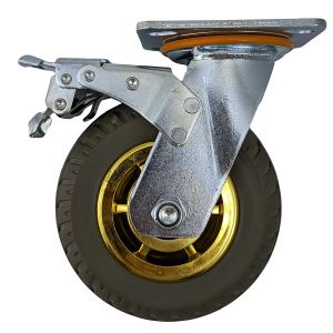 single 6 inch rubber caster wheel industrial castor solid ribbed tread tyre swivel with brake/lock for flat or rough terrain 350kg ea