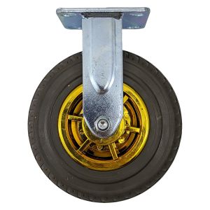 single 8 inch rubber caster wheel industrial castor solid ribbed tread tyre non swivel /fixed for flat or rough terrain 400kg ea