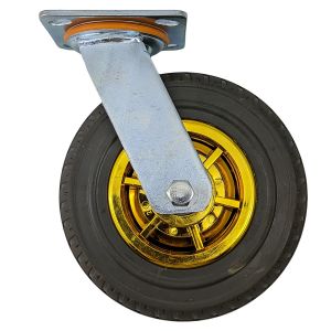single 8 inch rubber caster wheel industrial castor solid ribbed tread tyre swivel without brake/lock for flat or rough terrain 400kg ea