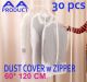 30x Dustproof Garment Storage Suit Bag Shoulder Cover for Clothe Coat Jacket Zipper Closed