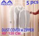 5x Dustproof Garment Storage Suit Bag Shoulder Cover for Clothe Coat Jacket Zipper Closed