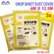 3x 4M*12.5M Indoor Disposible Clear Plastic PVC Film Painter Drop Sheet Dust Cover for Furniture TV Floor Tile