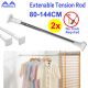 2x Adjustable Tension Rods Extendable Stainless Steel Seamless Rack Shower Window Curtain Closet Rod Bathroom Hanging Rod 85-144cm