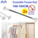 2x Adjustable Tension Rods Extendable Stainless Steel Seamless Rack Shower Window Curtain Closet Rod Bathroom Hanging Rod 105-184cm