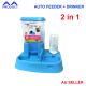 2 in 1 Pet Dog Cat Auto Feeder + Drinker Food Water Bowl Dispenser Drinking Blue