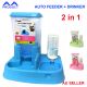 2 in 1 Pet Dog Cat Auto Feeder + Drinker Food Water Bowl Dispenser Drinking