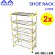 2pcs 5 Tier Shoe Rack Organizer Stainless Steel Storage Shelves Stand Alone