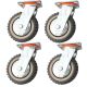 4pcs 6inch plastic caster wheel industrial castor solid ribbed tread tyre with cover swivel without brake/lock for flat or rough terrain 350kg ea