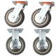 4pcs set 6inch plastic caster wheel industrial castor solid ribbed tread tyre with cover 2 swivel no brake/lock + 2 fixed non-swivel
