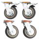 4pcs set 6inch plastic caster wheel industrial castor solid ribbed tread tyre with cover 2 swivel with brake/lock + 2 swivel no lock for flat or rough terrain