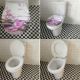 Universal Colorful Bathroom Toilet Seat Cover Lid Metal Hinges Purple Flower