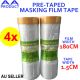 4x 180CM Extra Wide Tape and Drape Pre-taped Masking Film Tape 12M Long
