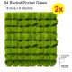 2x 64-Pocket Bucket Hanging Vertical Wall Garden Planter Mount Felt Pouch Grow Bag Pot Holder for Flower Green