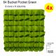 4x 64-Pocket Bucket Hanging Vertical Wall Garden Planter Mount Felt Pouch Grow Bag Pot Holder for Flower Green
