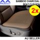 2pcs Car Seat Cover Cushion Bamboo Charcoal Breathable Pad Chair Mat PU Leather Beige