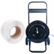 1 roll/1.5km light duty pet/pp strap for carton box strapping bundle packing wrapping for both clip and heat sealing max tension 50kg with strap dispenser trolley