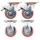 4pcs set heavy duty 4inch 100mm metal caster wheel castor dimension 2 swivel with brake and 2 fixed