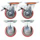 4pcs set heavy duty 4inch 100mm metal caster wheel castor dimension 2 swivel with brake and 2 fixed
