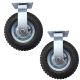 8 inch pneumatic caster wheel inflatable industrial castor fixed non swivel non rotating 2pcs bundle