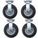 8 inch pneumatic caster wheel inflatable industrial castor fixed non swivel non rotating 4pcs bundle