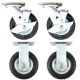6 inch pneumatic caster wheel inflatable industrial castor 4pcs set 2swivel with lock + 2 fixed 80kg ea
