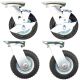 6 inch pneumatic caster wheel inflatable industrial castor 4pcs set 2swivel with lock + 2 swivel without lock 80kg ea