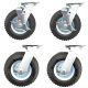 8 inch pneumatic caster wheel inflatable industrial castor 2swivel&lock + 2 swivel non lock 4pcs set