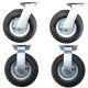 8 inch pneumatic caster wheel inflatable industrial castor 2 fixed + 2 swivel non lock 4pcs set