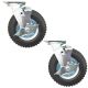 8 inch pneumatic caster wheel inflatable industrial castor swivel with lock 2pcs pack