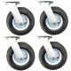 8 inch pneumatic caster wheel inflatable industrial castor swivel without lock 4pcs bundle