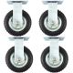 6 inch pneumatic caster wheel inflatable industrial castor fixed non swivel 80kg each 4pcs pack
