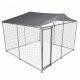 large outdoor galvanised metal dog kennel heavy duty cage playpen pet run fence exercise cage with roof/door 3x3x2.3m no background