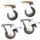 4pcs set 4inch plastic caster wheel castor solid ribbed tread 2 swivel with brake/lock + 2 swivel no lock