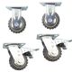 4pcs set 4inch plastic caster wheel industrial castor solid ribbed tread tyre with cover 2 swivel with brake/lock + 2 fixed non-swivel