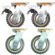4pcs set 5inch plastic caster wheel industrial castor solid ribbed tread tyre with cover 2 swivel with brake/lock + 2 swivel no lock for flat or rough terrain 300kg ea