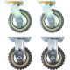 4pcs set 5inch plastic caster wheel industrial castor solid ribbed tread tyre with cover 2 swivel no brake/lock + 2 fixed non-swivel for flat or rough terrain 300kg ea