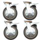 4pcs 8inch plastic caster wheel industrial castor solid ribbed tread tyre with cover swivel with brake/lock for flat or rough terrain